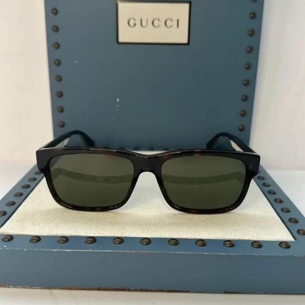 💯 Authentic- New Gucci GG0340S 008 Brown Green Sunglasses
